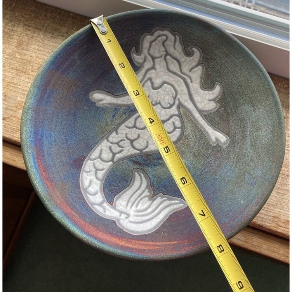 Raku Ceramic Wall Plate by Jeremy Diller Mermaid Beach Decor 7 3/4” - Picture 3 of 10